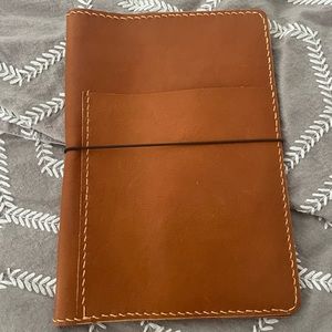 Hand Stitched Leather T B6 Folio cover in the color tan